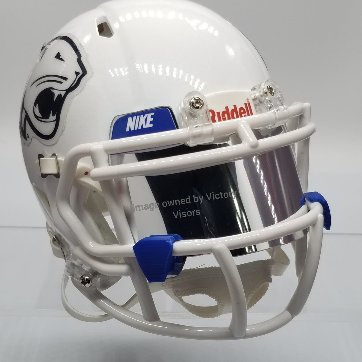 Silver and Blue MINI size Visor with Nike Branding Flat Style Victory Visors