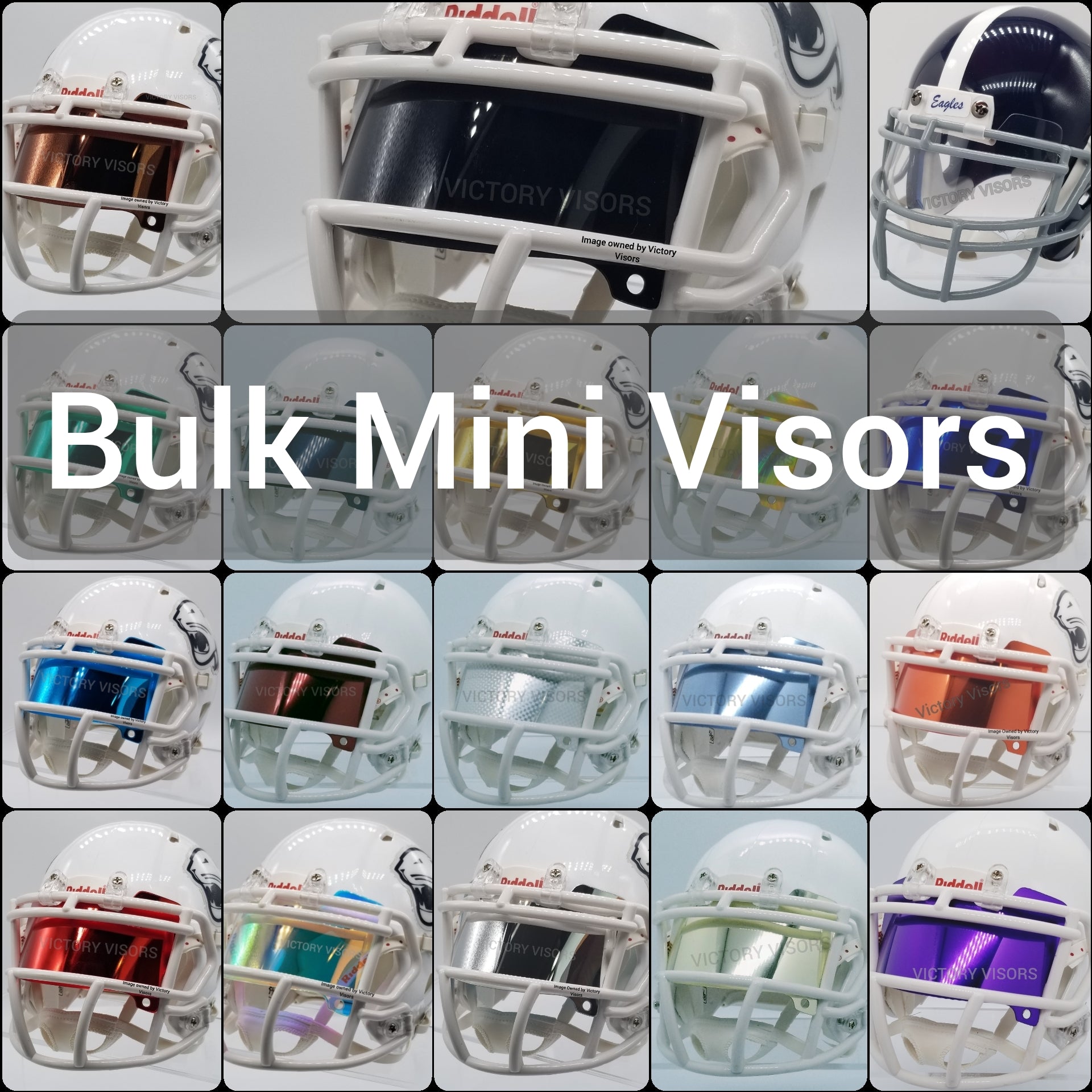 Chrome Mirror Mini Football Helmet Visors (*Flat Style*) FLEXIBLE & DURABLE