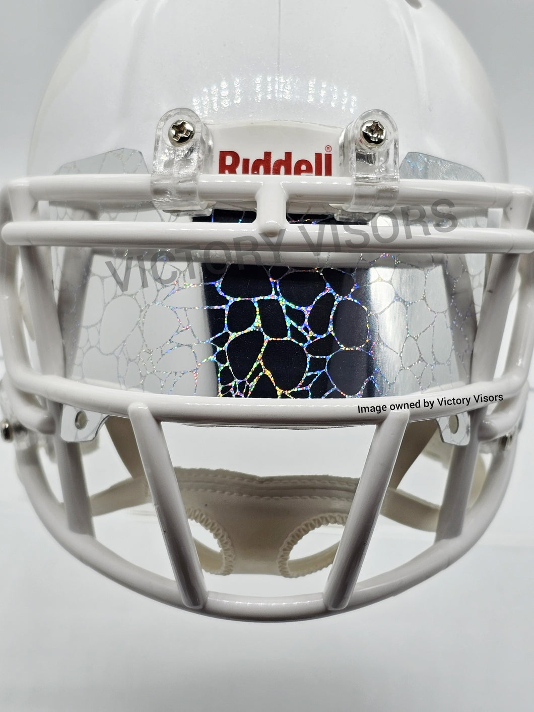 silver riddell mini size football helmet visor from victory visors