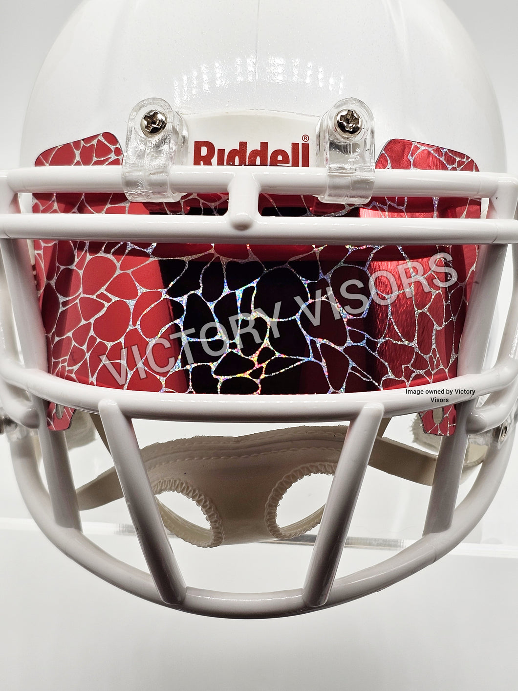 Red riddell mini size football helmet visor from victory visors