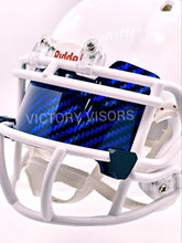 Load image into Gallery viewer, Blue Holographic Carbon Fiber Mini Size Football Visor - Flat Style
