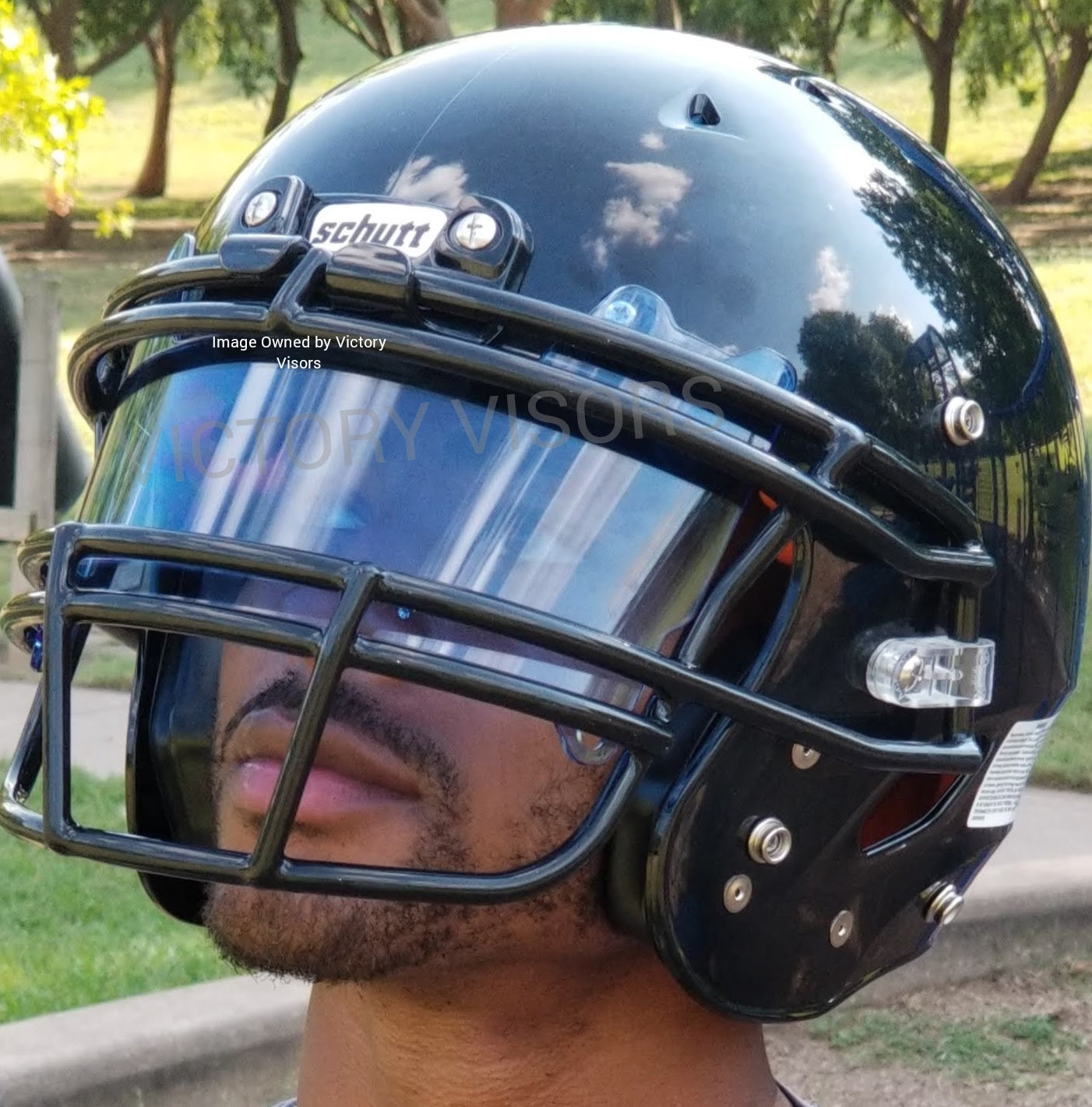 Chrome Blue Football Visor for Riddell, Xenith and Schutt Helmets – Victory  Visors